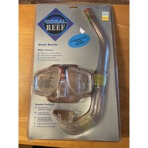 NOS Coral Reef Snorkel & Clear Water Tempered Glass Mask Set Professional Diver